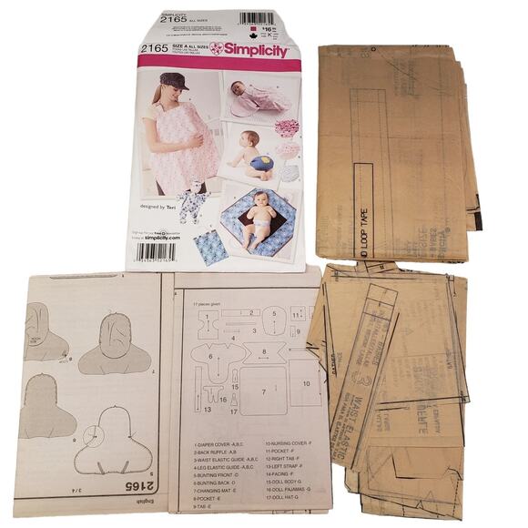 Simplicity Baby Sewing Pattern Diaper Cover Nursing Cover Swaddle Changing Mat - Picture 2 of 7